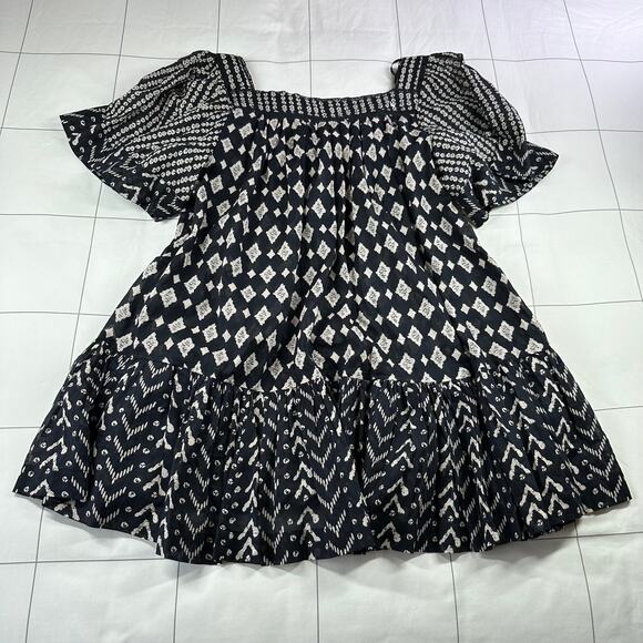 Free People Dress Womens Small Black Hearts Desire Cotton Mini Ivory Boho New - Picture 4 of 12